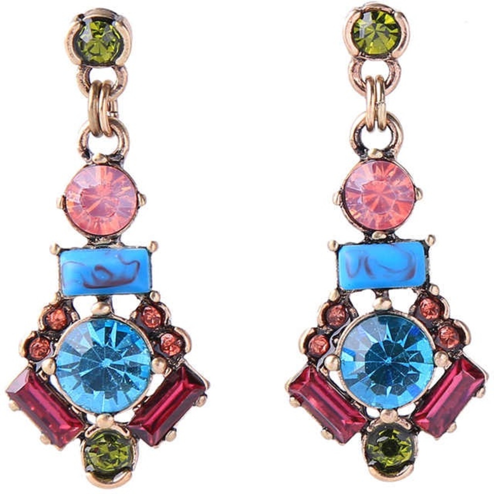 Colorful Rainbow Geometric Dangle Earrings